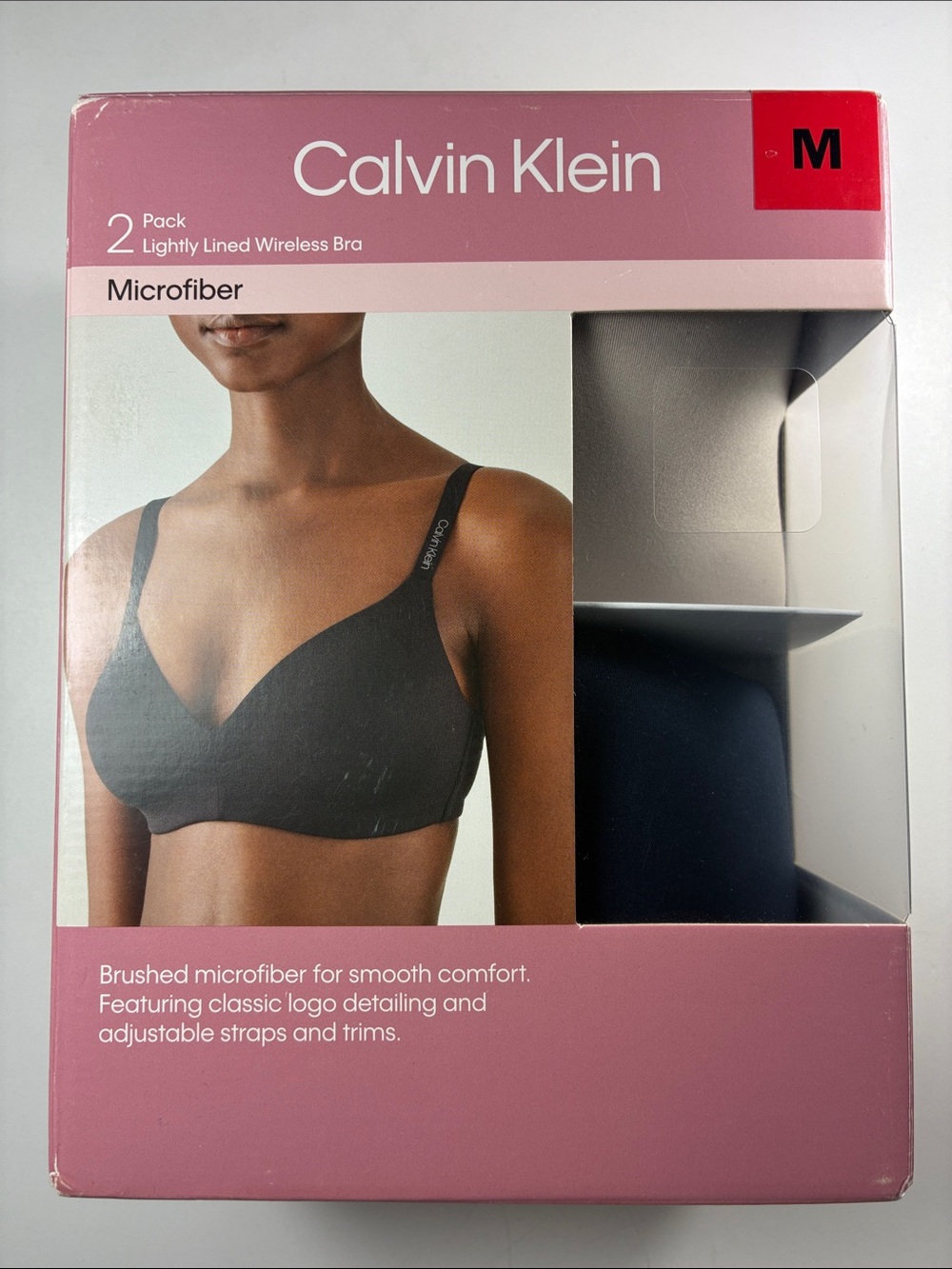 NWT Calvin Klein Microfiber Lightly Lined Wireless Bra 2-Pack, Size M